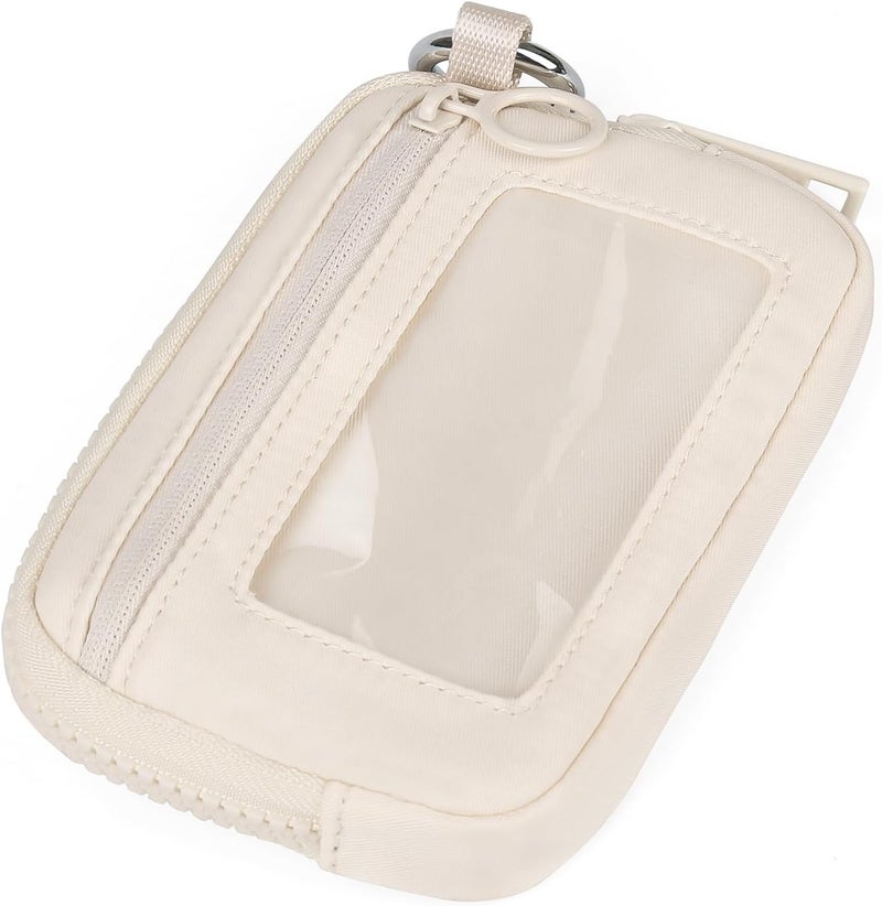 DiDida The Iris Wallet Zip Card Case with ID Window Purses for Women Coin Purse with Zipper Mini Portable Keychain Wallet, Beige - Image 3